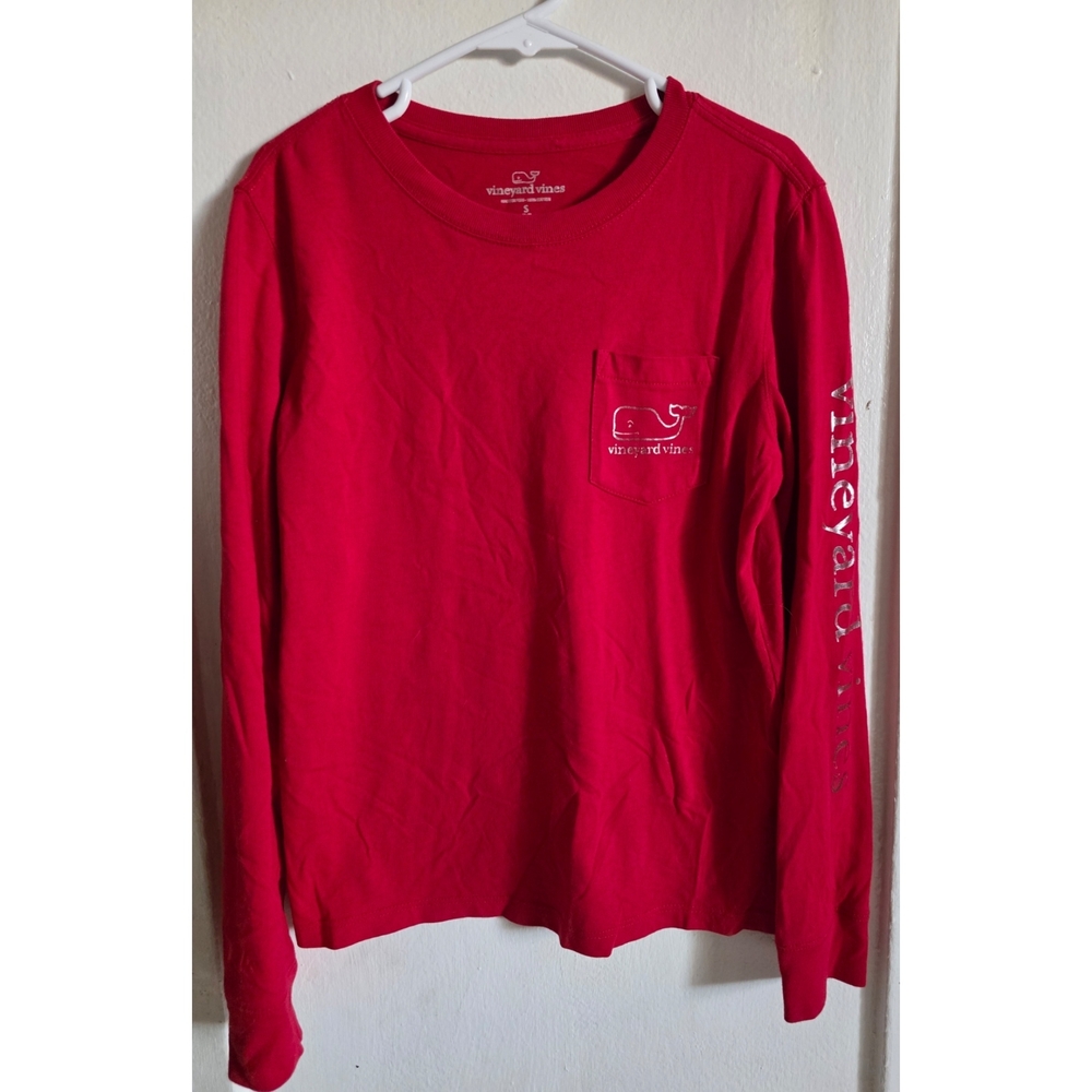 Vineyard Vines Men's Bright Red Long Sleeve Tee
